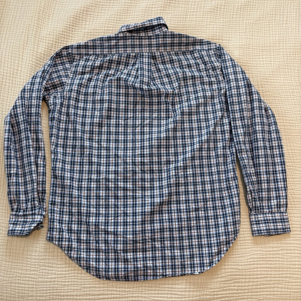 Ralph Lauren Button Down Shirt Mens Sz Medium Blue Plaid Long Sleeve 100% Cotton - Picture 6 of 9